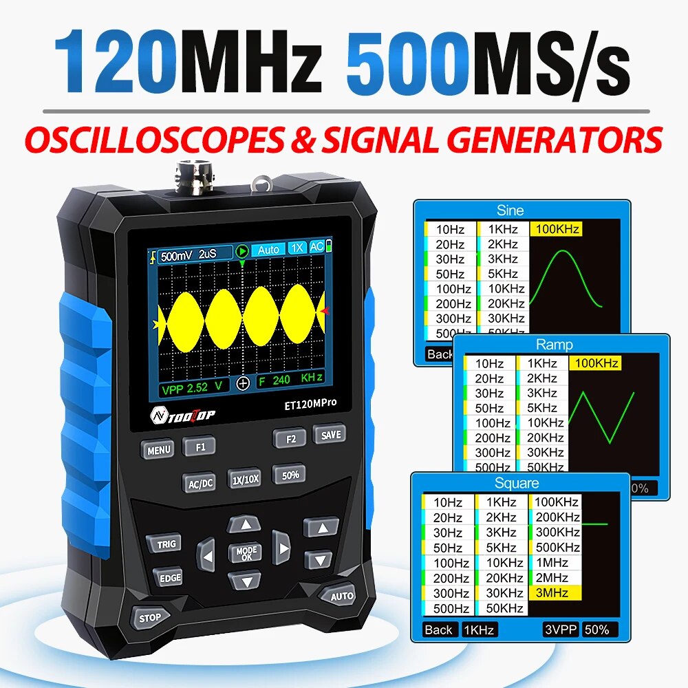 Tooltop ออสซิโลสโคปดิจิทัล120M - Digital Storage Oscilloscope 100Mhz บทวิจารณ์และราคา